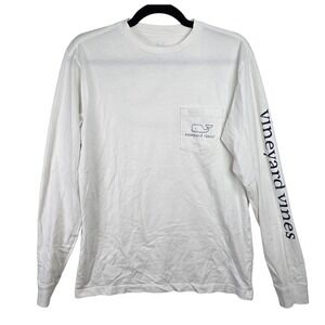 Vineyard‎ Vines Men's X-Small White Long Sleeve T Shirt Pocket Whale 100% Cotton